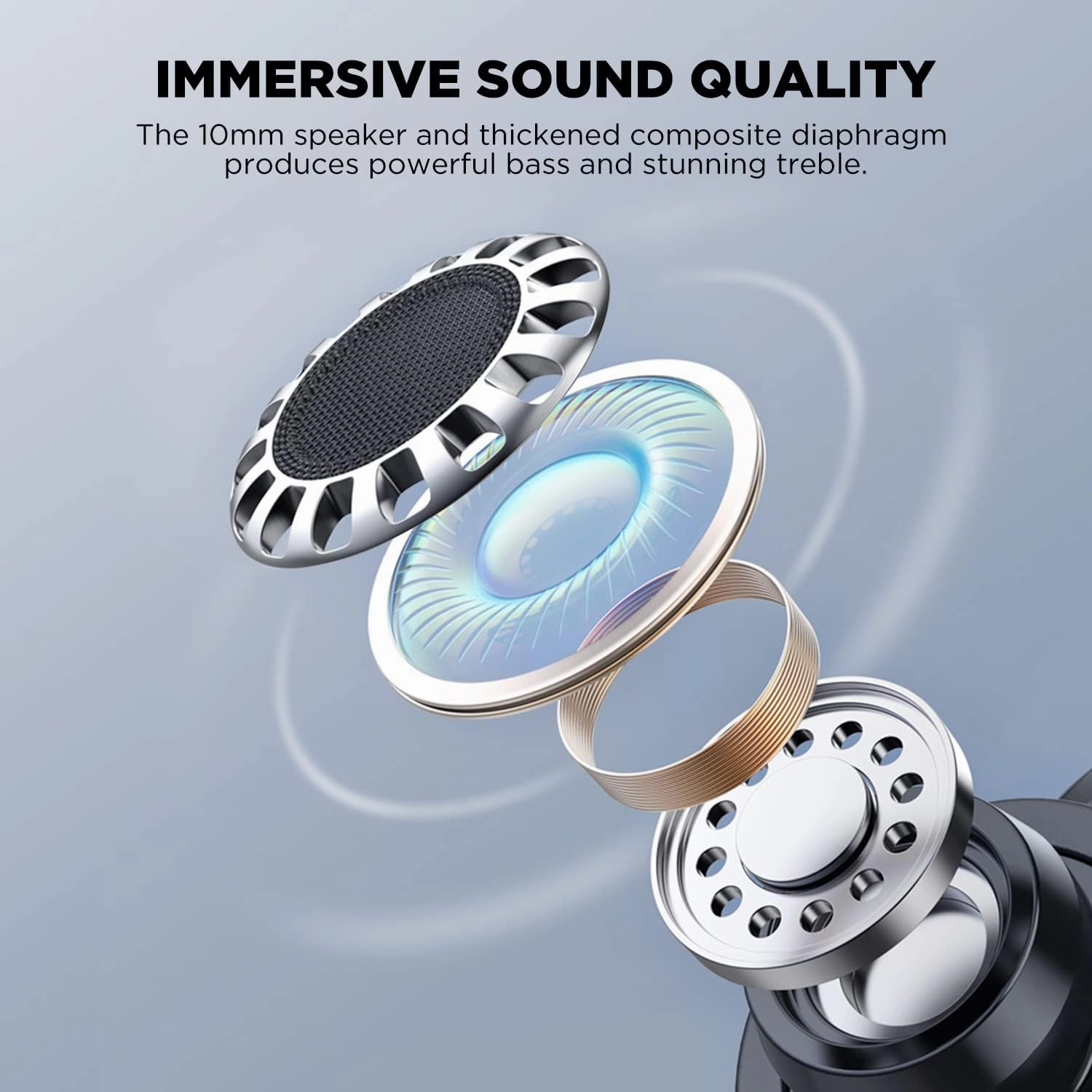 HTC True Wireless Bluetooth Earbuds 9 Bluetooth 5.3, in-Ear Earphones Transparent Case Design with Wireless Charging Fuction, 24Hour Playtime/Game Modes/Built-in Mic/Touch Control -Purple