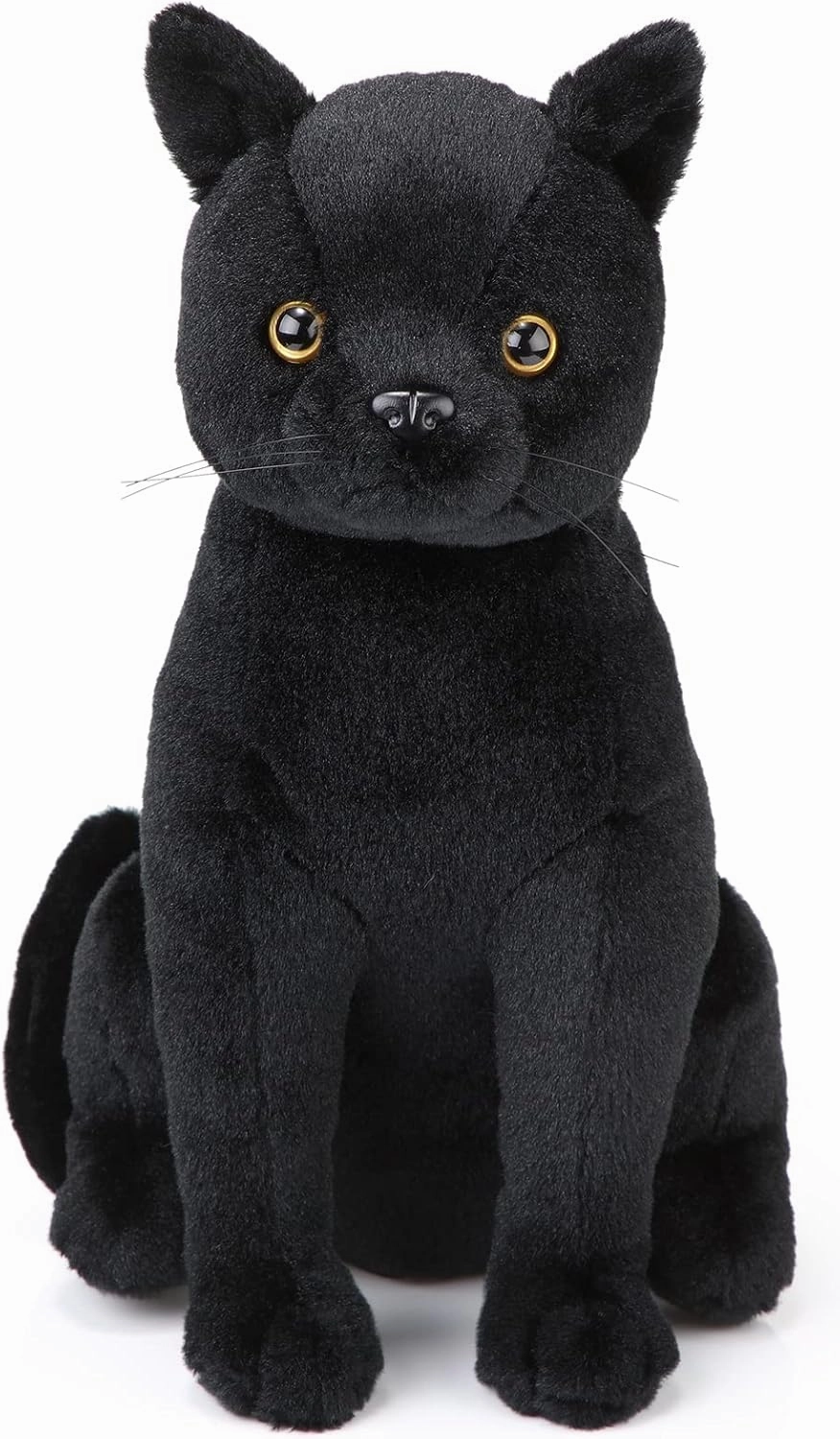 HyDren 13 Inch Black Cat Stuffed Animal Plush Toy Realistic Cute Kawaii Black Cat Plushies for Kids Birthday Party Favors Home Room Nursery Car Decor