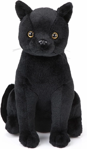 HyDren 13 Inch Black Cat Stuffed Animal Plush Toy Realistic Cute Kawaii Black Cat Plushies for Kids Birthday Party Favors Home Room Nursery Car Decor