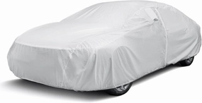 Hyvek Car Cover for Automobiles, All Weather Waterproof Outdoor Full Covers, Breathable and UV Protection, Ventilation Window and Door Zipper, Fit Sedan C6 206"-228", White