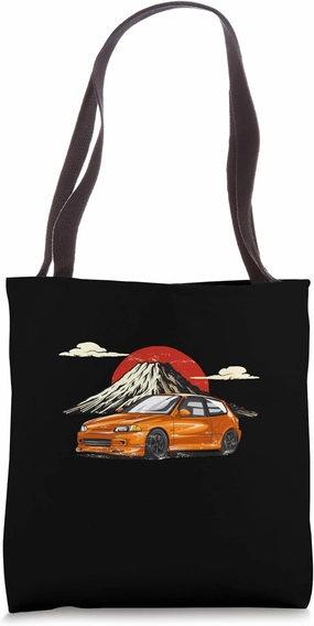 Iconic Orange Car Mountain Backdrop Adventure Tote Bag