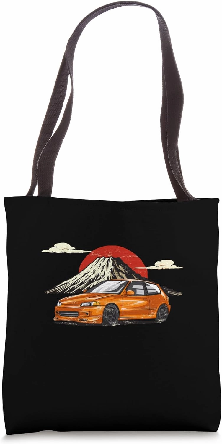 Iconic Orange Car Mountain Backdrop Adventure Tote Bag