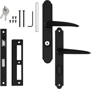 Ideal Security MSMB Straight Mortise Lock Set with Lever Handle for Storm Doors and Screen Doors, Replacement Handle for AluminArt Storm Doors, Matte Black
