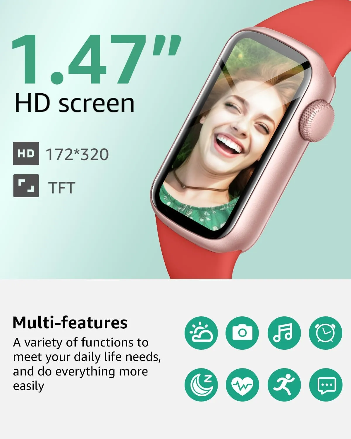 IMFRCHCS Fitness Tracker,Smart Watch with 1.47" Touch Display,137 Sport Modes Fitness Watch with Heart Rate Sleep Monitor, Step Counter,IP68 Waterproof Activity Trackers for Women Men
