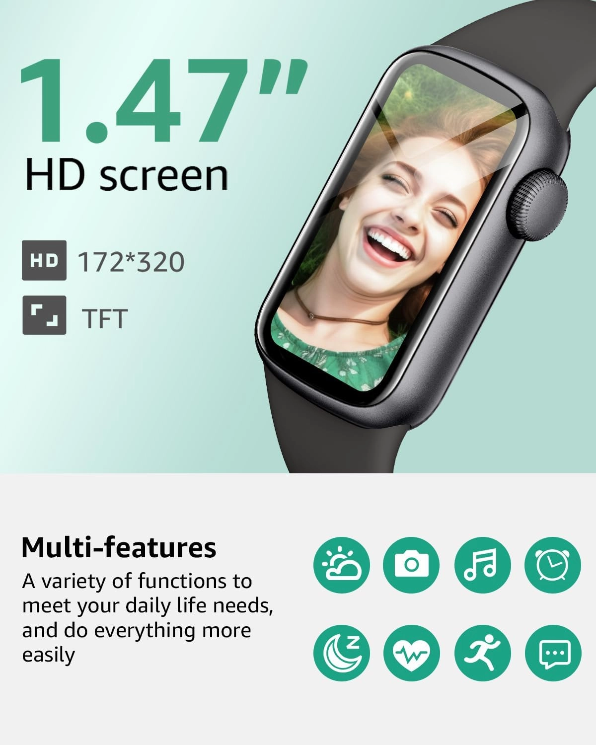 IMFRCHCS Fitness Tracker,Smart Watch with 1.47" Touch Display,137 Sport Modes Fitness Watch with Heart Rate Sleep Monitor, Step Counter,IP68 Waterproof Activity Trackers for Women Men