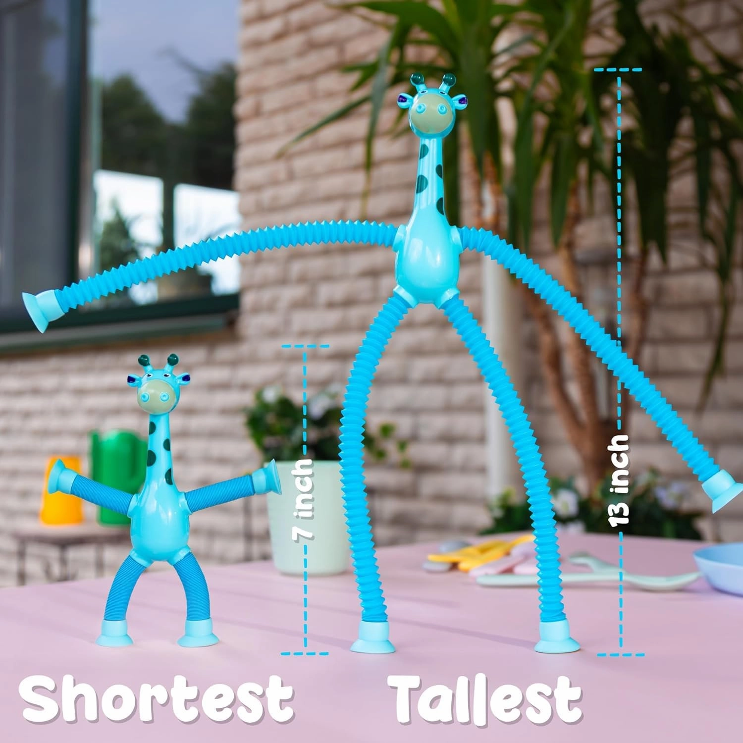 INFLUX Giraffe Shape Suction Cup Fidget Toy - Fun Telescopic Shape-Changing Toy for Kids, Toddlers, and Babies - Ideal Travel Toy with Sensory Engagement for Boys & Girls