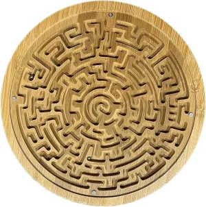 INTELLIGAMES. Round Wooden Maze. Labyrinth Puzzle. Educational Brain Teaser. Table Decoration. (10 Inch)