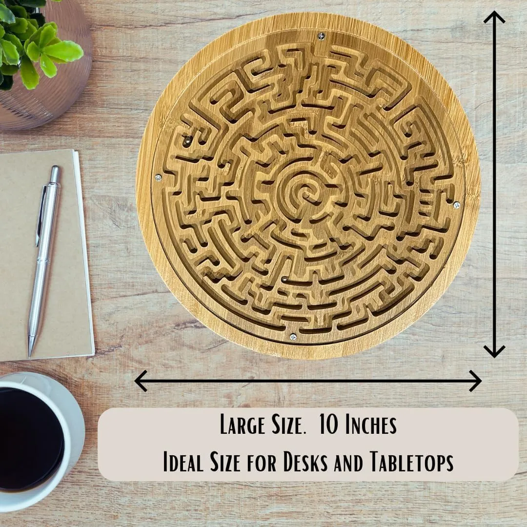 INTELLIGAMES. Round Wooden Maze. Labyrinth Puzzle. Educational Brain Teaser. Table Decoration. (10 Inch)