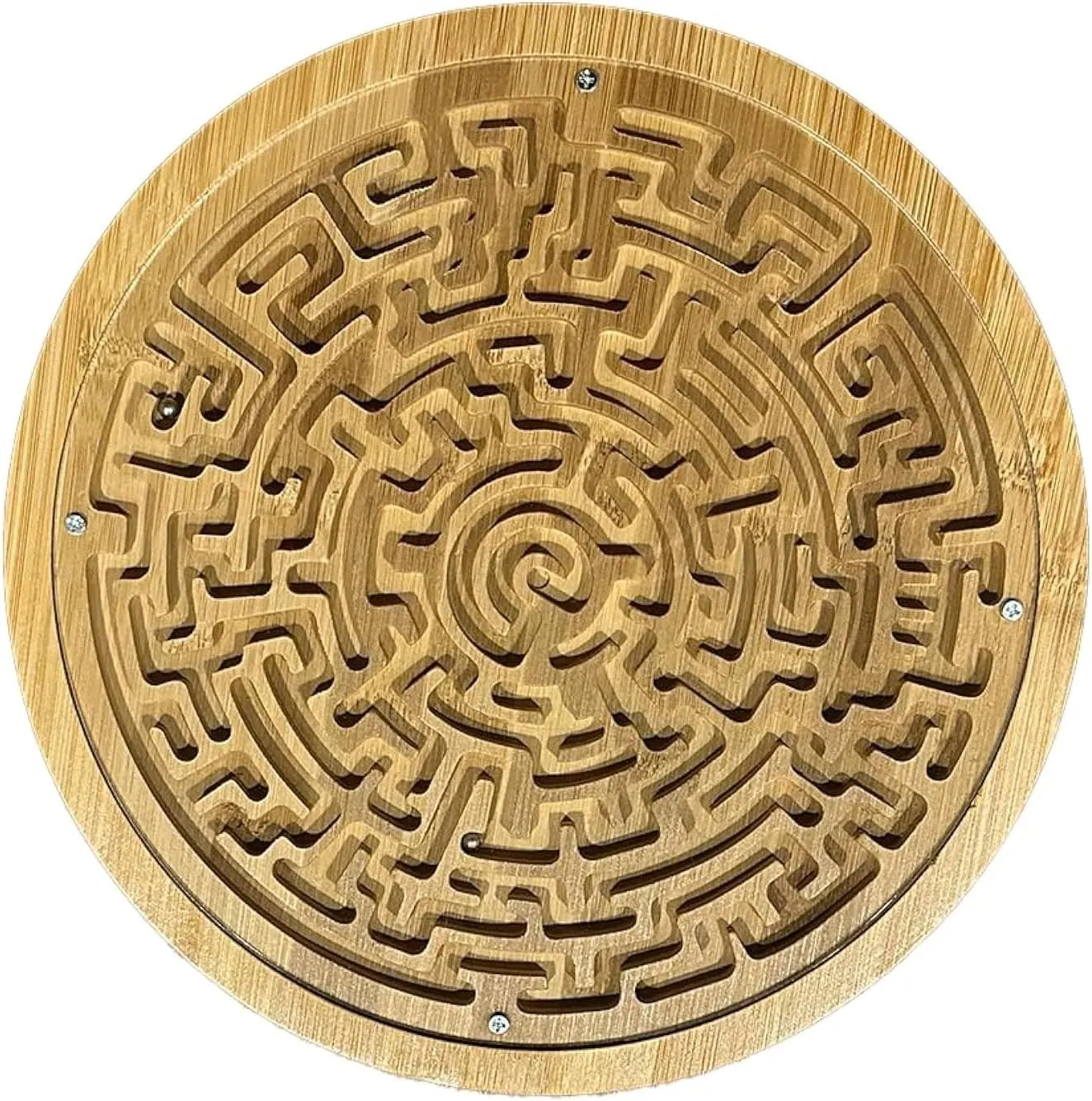 INTELLIGAMES. Round Wooden Maze. Labyrinth Puzzle. Educational Brain Teaser. Table Decoration. (10 Inch)
