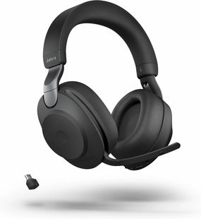 Jabra Evolve2 85 Wireless Headset USB-C Stereo UC, Bluetooth Dongle, Compatible with Zoom, Webex, Skype, Smartphones, Tablets, PC/MAC, 28599-989-899 (Black), Global Teck Gold Support Plan Included