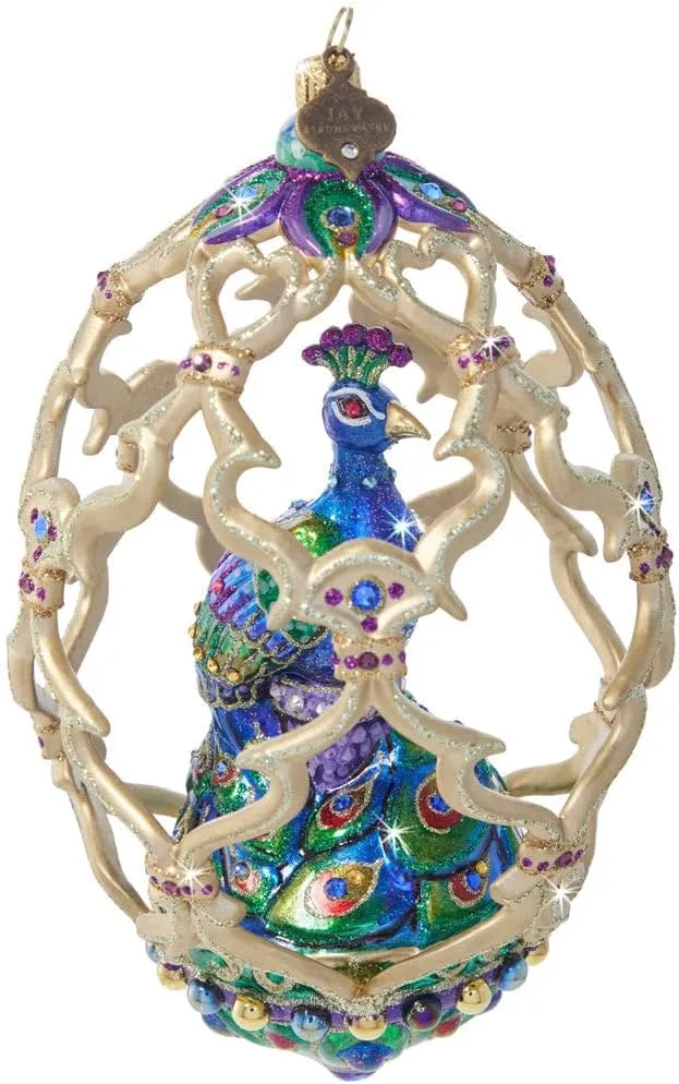 Jay Strongwater Peacock Egg Ornament - SDH20082-250