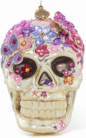 Jay Strongwater Floral Skull Ornament - SDH20079-250