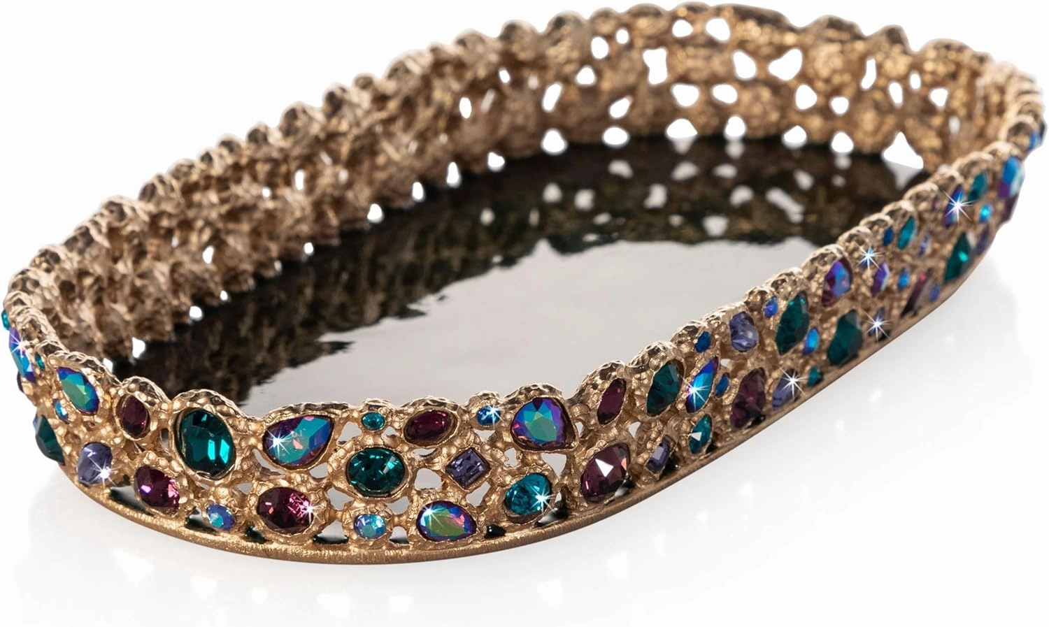 Jay Strongwater Julius Bejeweled Tray - Peacock - SDH2554-208