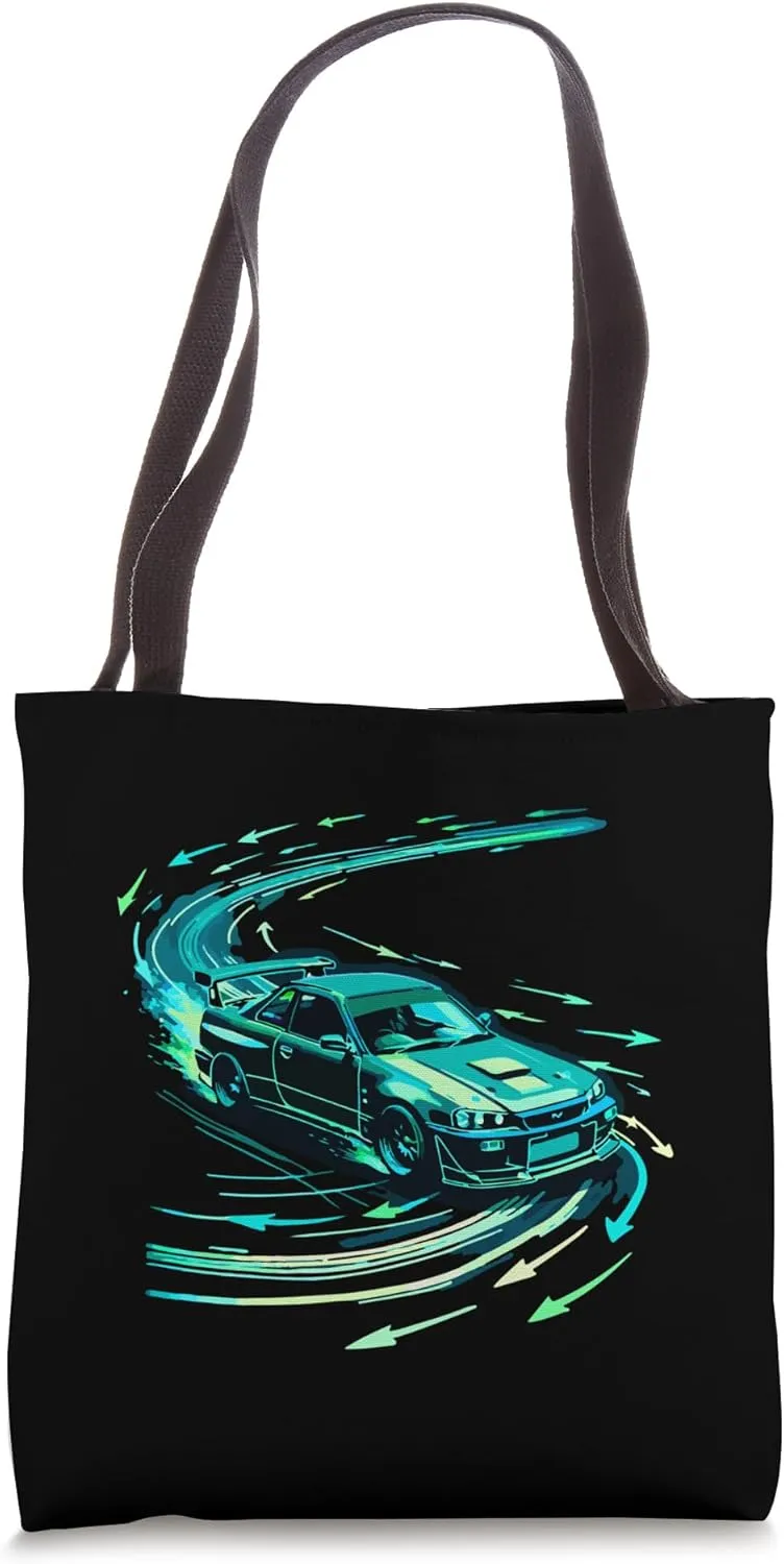 JDM Drift Car Japanese Tuner Boost Drift Racer Retro Vintage Tote Bag