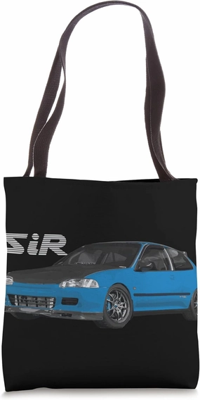 JDM Car EG SI Hatch Blue Carbon Nitrous Tote Bag