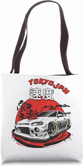 JDM Drift Car Japanese Tuner Boost Drift Racer Retro Vintage Tote Bag