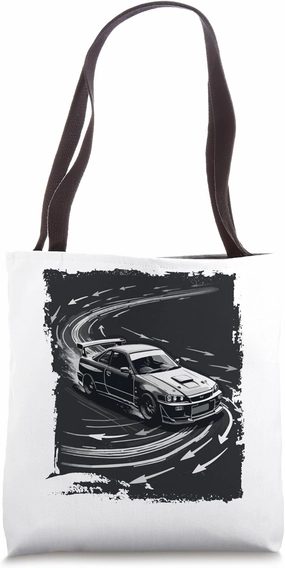 JDM Drift Car Japanese Tuner Boost Drift Racer Retro Vintage Tote Bag