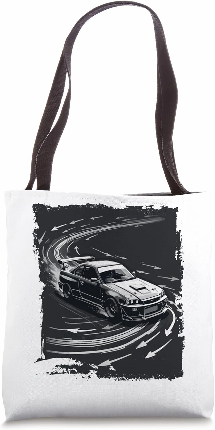 JDM Drift Car Japanese Tuner Boost Drift Racer Retro Vintage Tote Bag