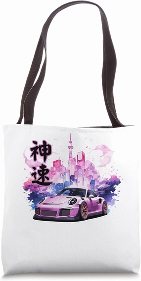 Jdm Motorsports Car Drift GT3 RS Car Pink Tokyo City Japan Tote Bag