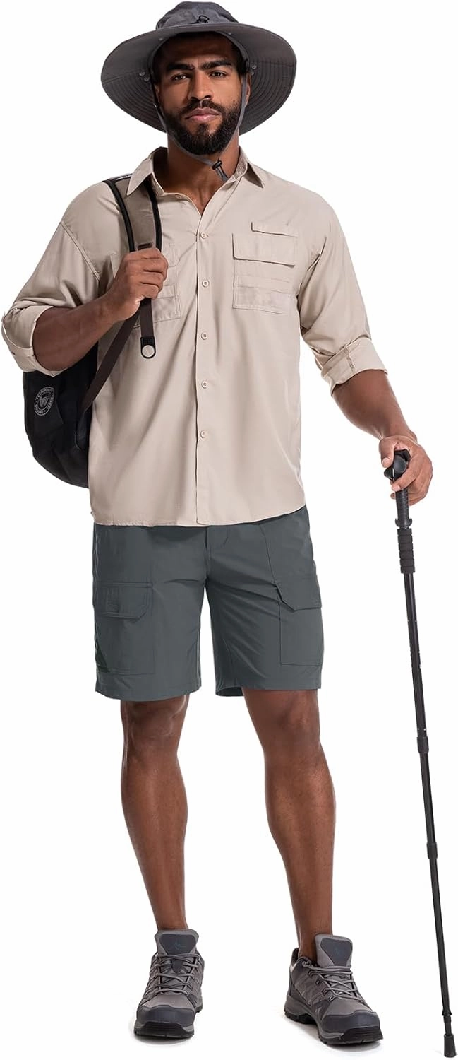 Jessie Kidden Mens Stretch Casual Lightweight Water Resistant Quick Dry Cargo Fishing Hiking Shorts