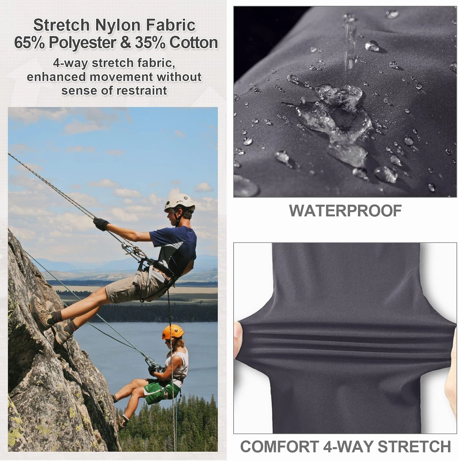 Jessie Kidden Mens Stretch Casual Lightweight Water Resistant Quick Dry Cargo Fishing Hiking Shorts
