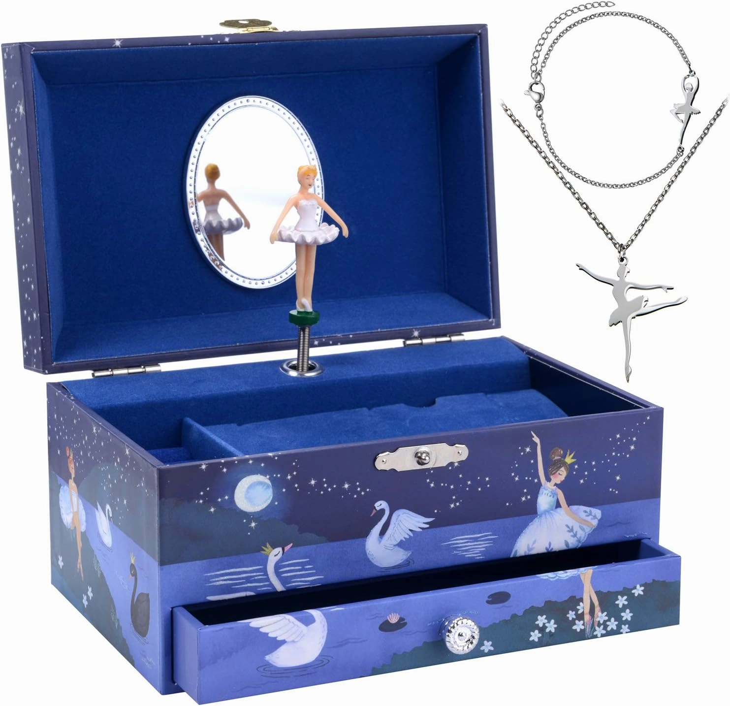 Jewelkeeper Ballerina Music Box & Little Girls Jewellery Set - 3 Ballerina Gifts for Girls