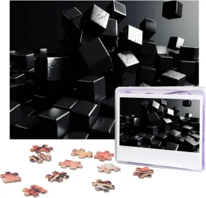 Jigsaw Puzzles 500 Pieces Black Cubes Puzzles Personalized Picture Puzzle for Adults Photo Puzzles Wooden Puzzles Gift Classic Jigsaw Puzzle for Family Wedding Birthday Valentine's Day