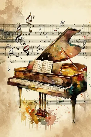 Jigsaw Puzzles for Adults 1000 Pieces Parbamll Home Decor Cafe Decor Fine Oil Paint Printing - Vintage Piano Note, Watercolour Printing Modern Pictures Fashion Craft Gifts 29.5 x 20 Inch
