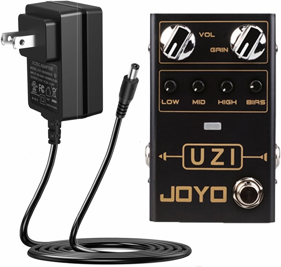 JOYO UZI Distortion Pedal R-03 with DC 9V 500mA Pedal Power Adapter