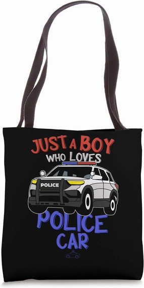 Just A Boy Who Loves Police Car Vehicles Lovers Kids Tote Bag
