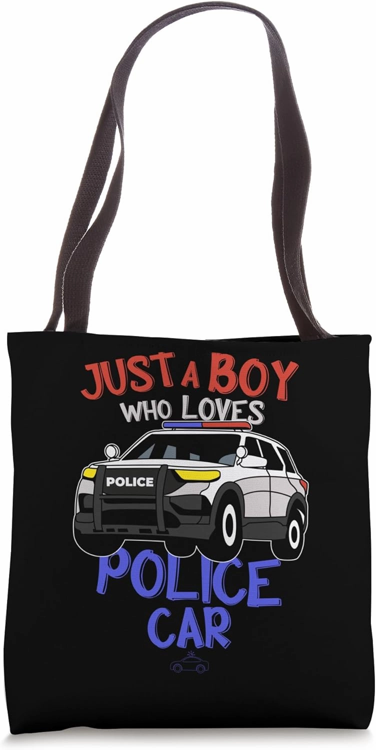 Just A Boy Who Loves Police Car Vehicles Lovers Kids Tote Bag