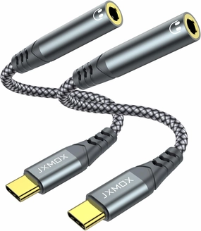 JXMOX USB Type C to 3.5mm Female Headphone Jack Adapter (2-Pack), USB C to Aux Audio Dongle Cable Cord Compatible with iPhone 16 Pro Max/15 Pro Max, Samsung Galaxy S24 S23 S22 Ultra, Pixel, iPad Pro