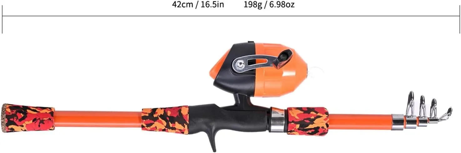 Kids Fishing Pole for Ages 5-12, Telescopic Fishing Rod and Reel Combo, Fiberglass Fishing Rod for Saltwater, 165cm Lightweight Design
