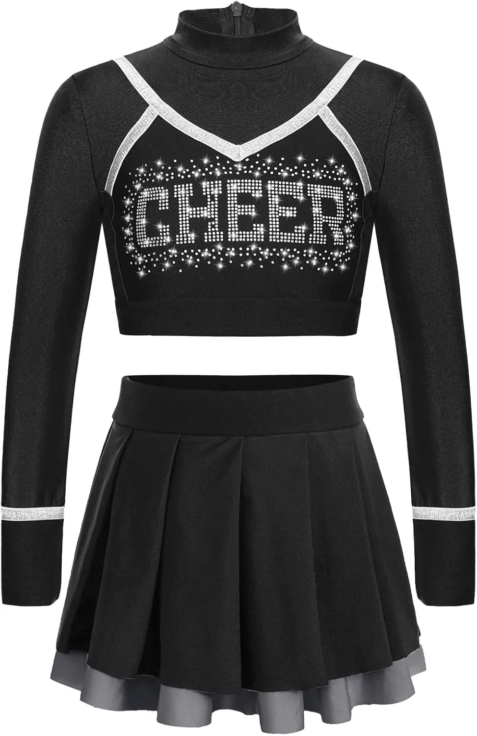 Kids Girls' Crop Top with Skirt Set Cheerleading Costumes School Musical Cheer Outfit Carnival Fancy Dress
