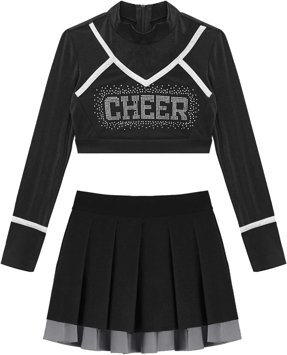 Kids Girls' Crop Top with Skirt Set Cheerleading Costumes School Musical Cheer Outfit Carnival Fancy Dress