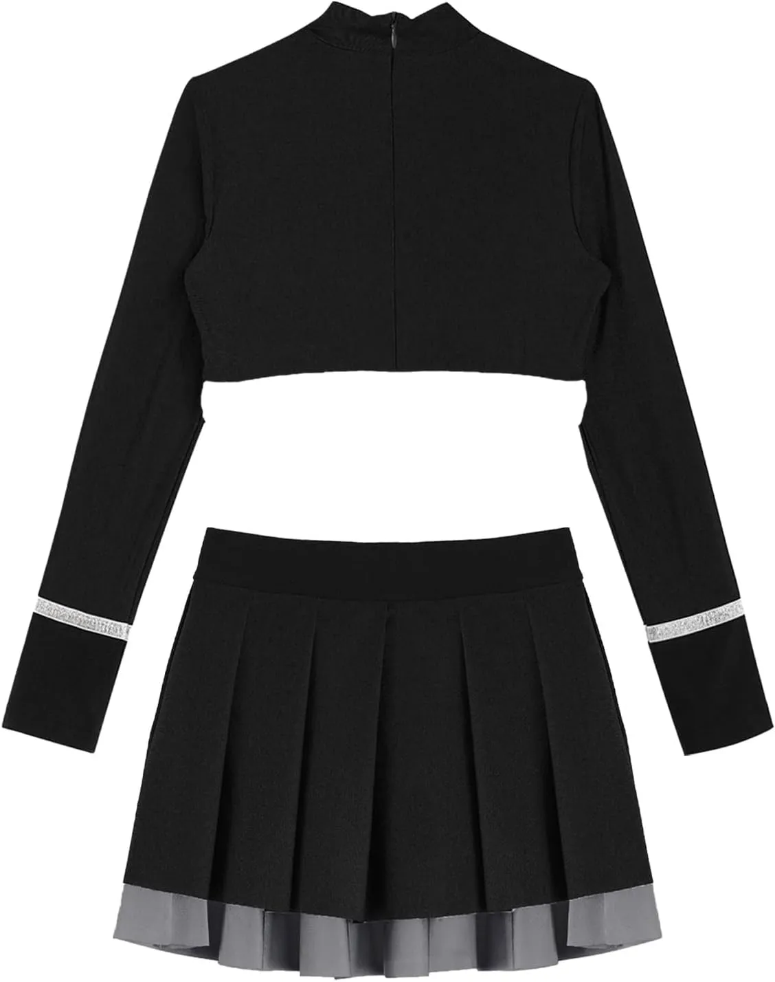 Kids Girls' Crop Top with Skirt Set Cheerleading Costumes School Musical Cheer Outfit Carnival Fancy Dress
