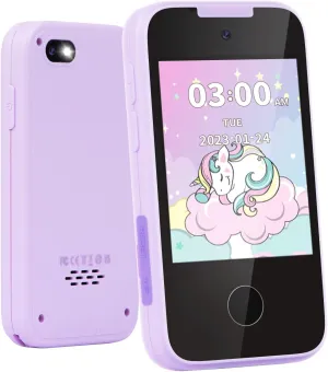 Kids Phone Toys for 3 4 5 6 7 8 Year Old Girls, Touchscreen Toddler Phone with Camera, MP3 Music Player, Games, Habit Tracker Educational Toys Birthday Gifts for Girls Ages 3-8 with SD Card