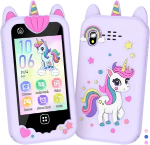 Kids Smart Phone for Girls Boys – Kids Cell Phone Toys Ages 3-10 with Touchscreen, Dual Camera, Music Player, 17 Games Toddler Learning Birthday Gift for 3 4 5 6 7 8 Years Old, 8GB Card, Purple