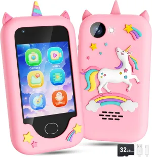 Kids Smart Phone for Girls - Christmas Birthday Gift Toy for Age 3-8, 2.8" Touchscreen Toddler Cell Phone with 32G SD Card