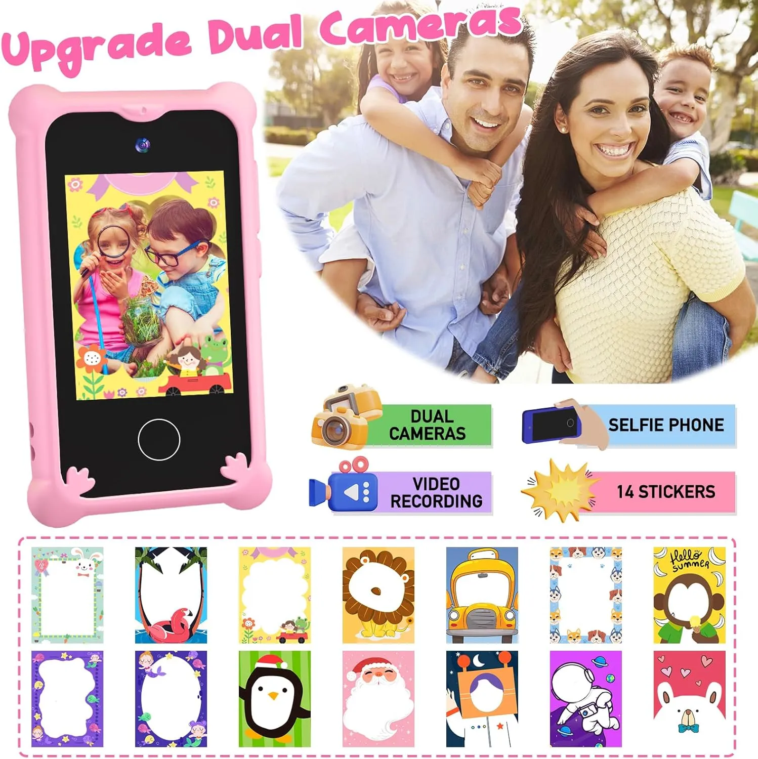 Kids Smart Phone，Unicorn Toys Phone for Girls Touchscreen Play Phone Dual Camera Toddler Learning Toys Music Player Puzzle Games Christmas Birthday Gifts for 3 4 5 6 7 8 9 Year Old Girls with SD Card