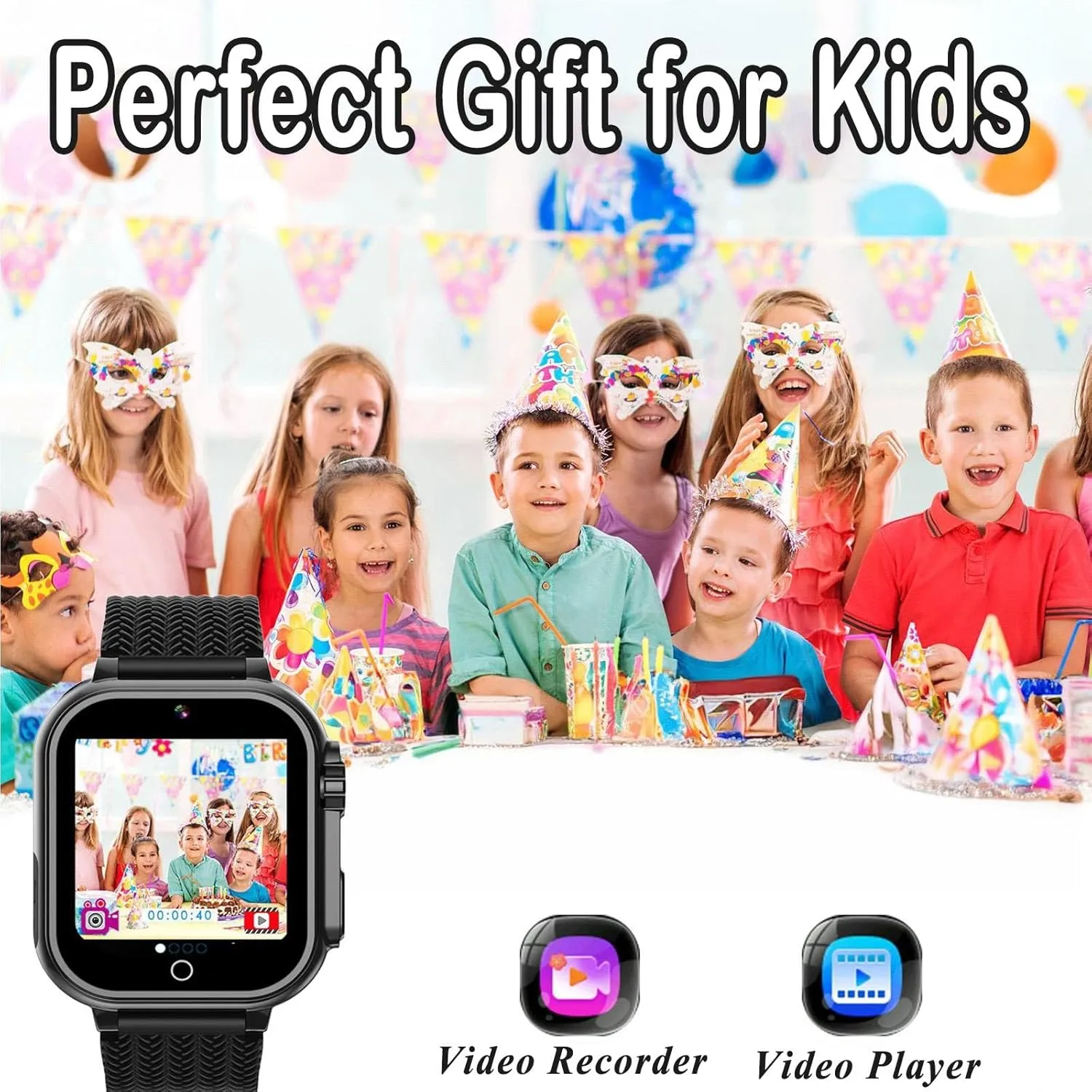 Kids Smart Watch, Girls Boys Smartwatch with 26 Games Camera Video Recorder Player,Pedometer,Birthday Learning Toys Gifts for 4-10 Years Children (Black)