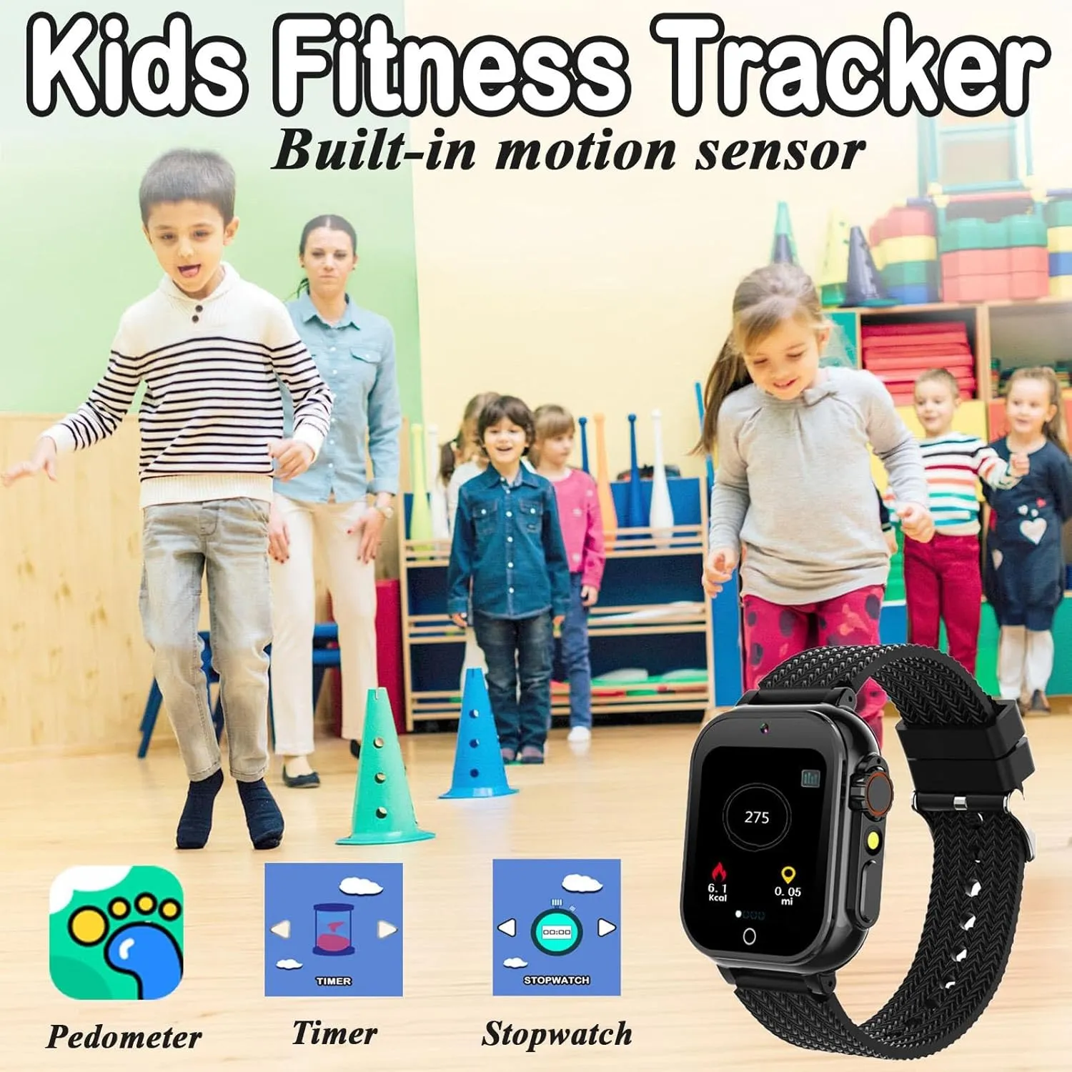 Kids Smart Watch, Girls Boys Smartwatch with 26 Games Camera Video Recorder Player,Pedometer,Birthday Learning Toys Gifts for 4-10 Years Children (Black)