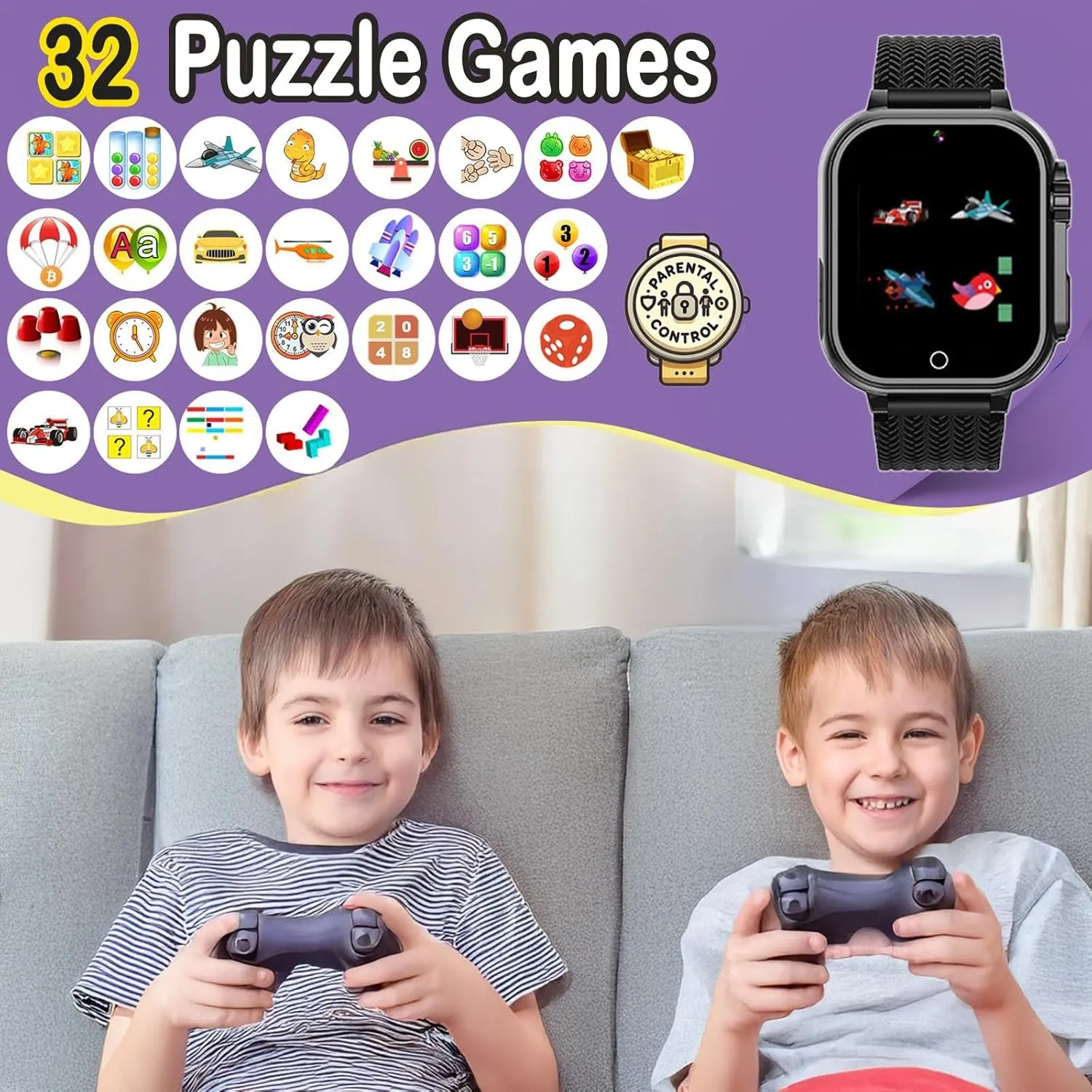 Kids Smart Watch, Girls Boys Smartwatch with 26 Games Camera Video Recorder Player,Pedometer,Birthday Learning Toys Gifts for 4-10 Years Children (Black)