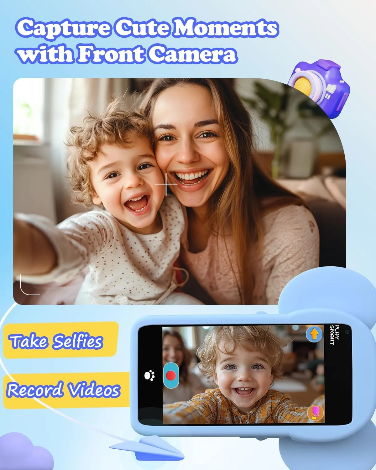 Kids Toys Phone Christmas Birthday Gifts for 3 4 5 6 7 8 9 Year Old with 3.97" Touchscreen, Toddler Toys Phone with Music Player Puzzle Games 16 GB Storage Alarm Learning Toys for Boys Girls