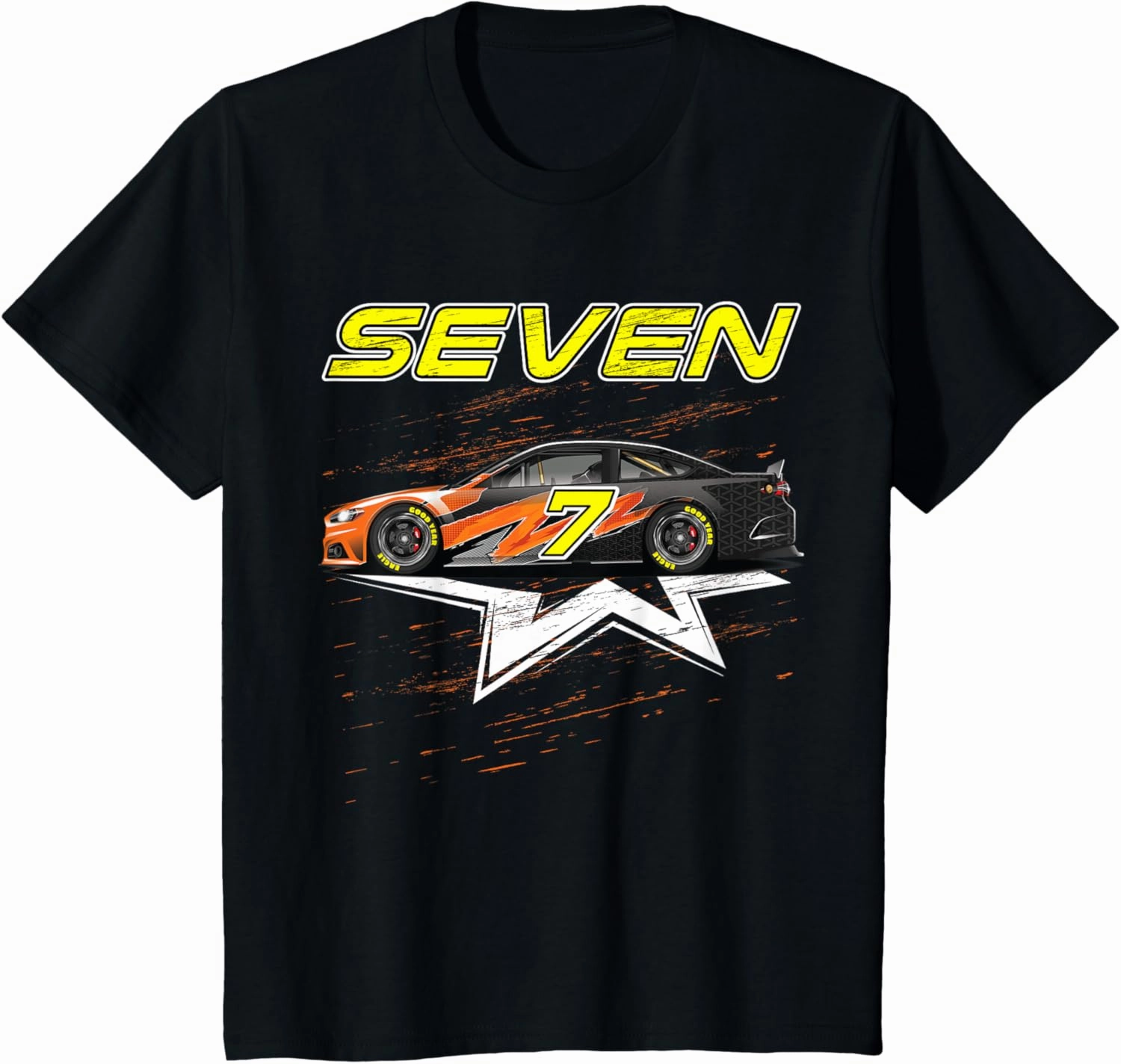 Kids 7 Seven Year Old Shirt Boy 7th Birthday Gift Race Car T-Shirt