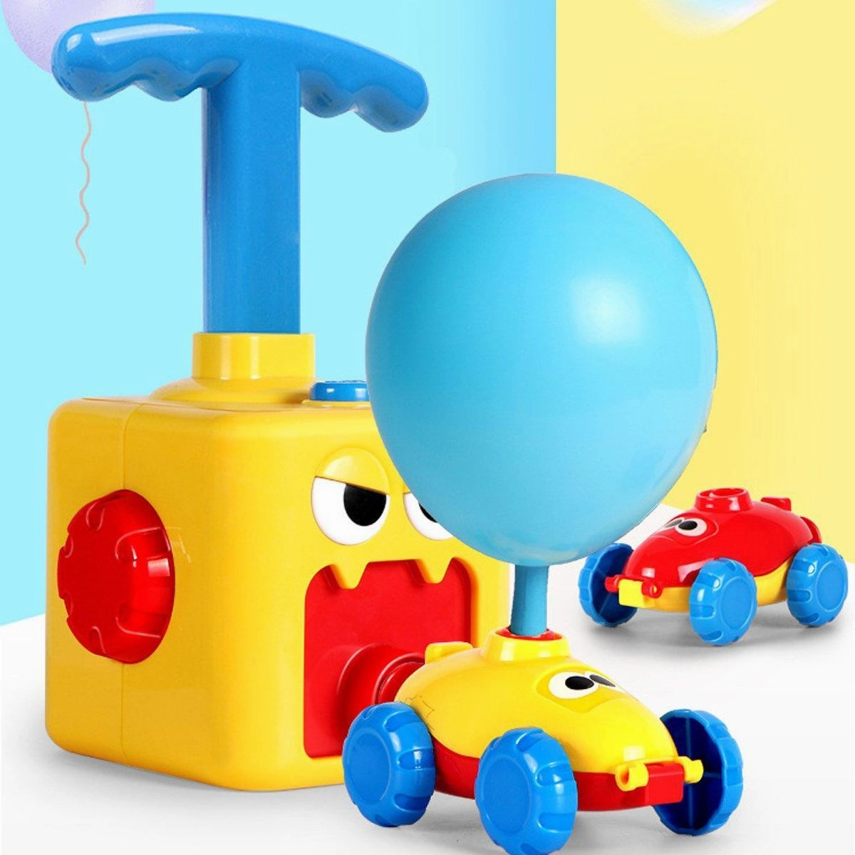 Kids Balloon Powered Car Toy Air Pump Racer Launcher Fun Vehicle Pump Toys