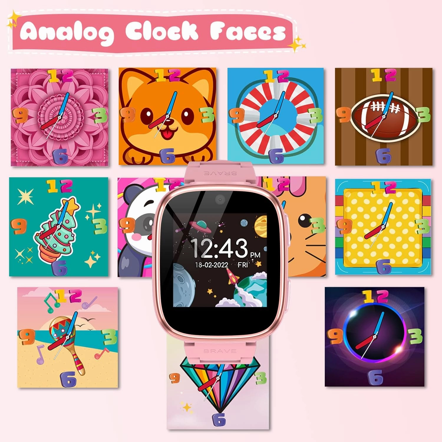 Kids Smart Watch Girls Boys - Smart Watch for Kids Game Watch Gifts for 4-12 Years Old with 15 Games Camera Alarm Video Music Player Pedometer Flashlight Birthday Gift Toys for Boys Girls (Pink)