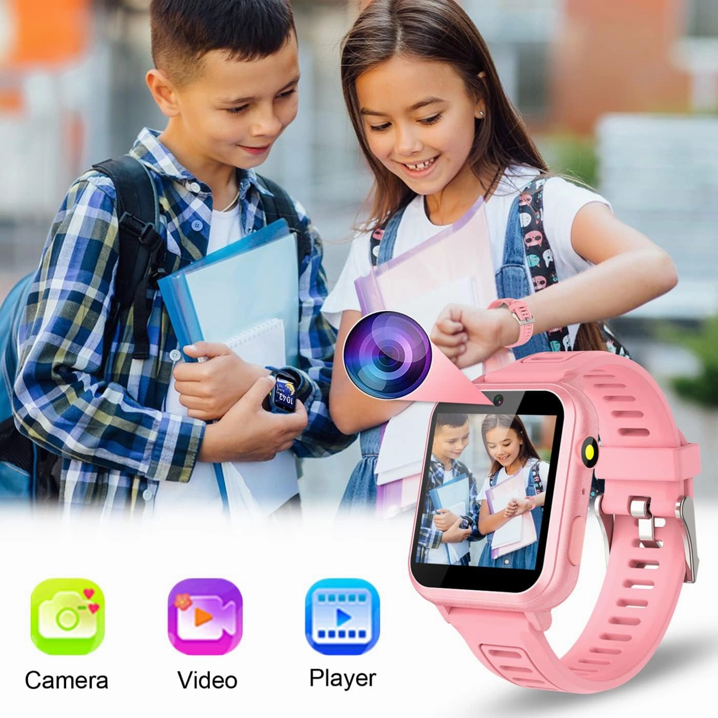 Kids Smart Watches Girls with Camera Music Player Pedometer Alarm Clock Games Calculator Flashlight 12/24 hr Toys for Ages 4-12 Years Old.Birthday Gift for Girls