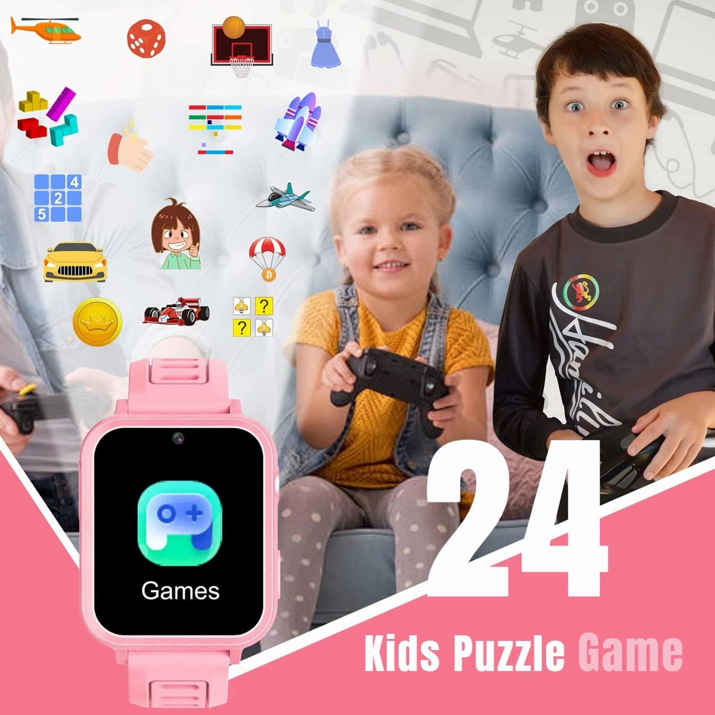 Kids Smart Watches Girls with Camera Music Player Pedometer Alarm Clock Games Calculator Flashlight 12/24 hr Toys for Ages 4-12 Years Old.Birthday Gift for Girls