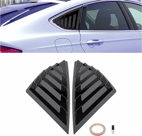 KUAFU Rear Side Window Louver Compatible with 2013-2020 Ford Fusion Mondeo Windshield Sun Shade Cover Air Vent Scoop Shades Cover Blinds Trim ABS Black